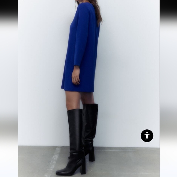 NWT WOMENS BLUE ZARA MINI DRESS WITH SILVER SHOULDER BUTTONS SIZS XS..RUNS BIG - Picture 4 of 10